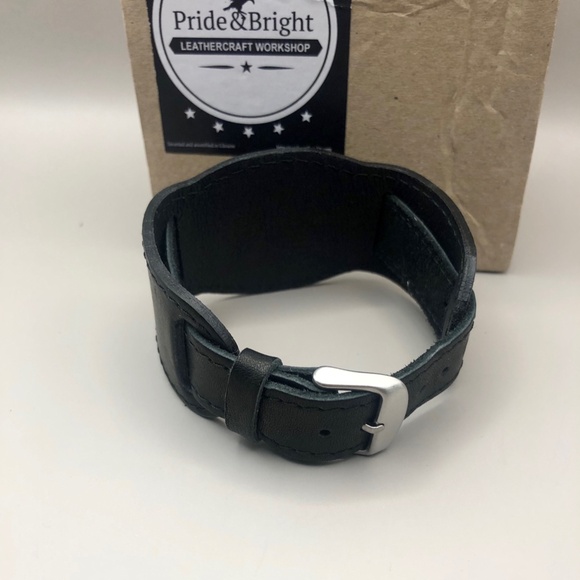 Black Leather Retro Watchband - Pride & Bright NIB - Picture 3 of 5